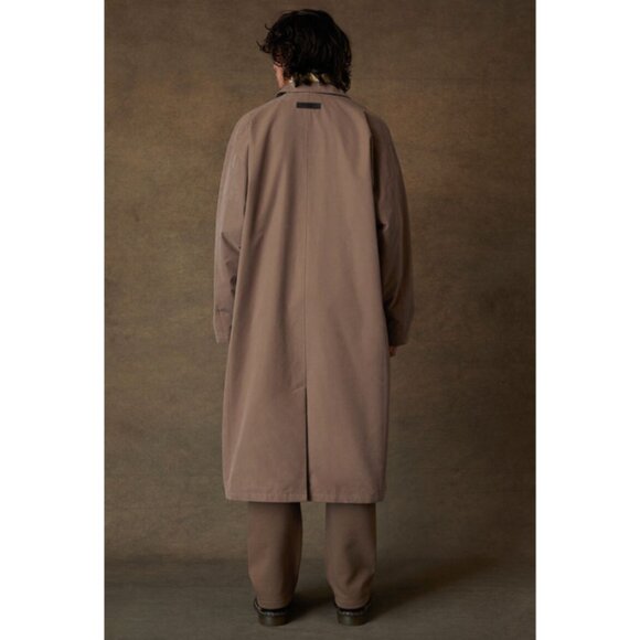 NWT Fear of God Essentials Wood Long Coat Medium Brown Long Trench - Picture 3 of 16